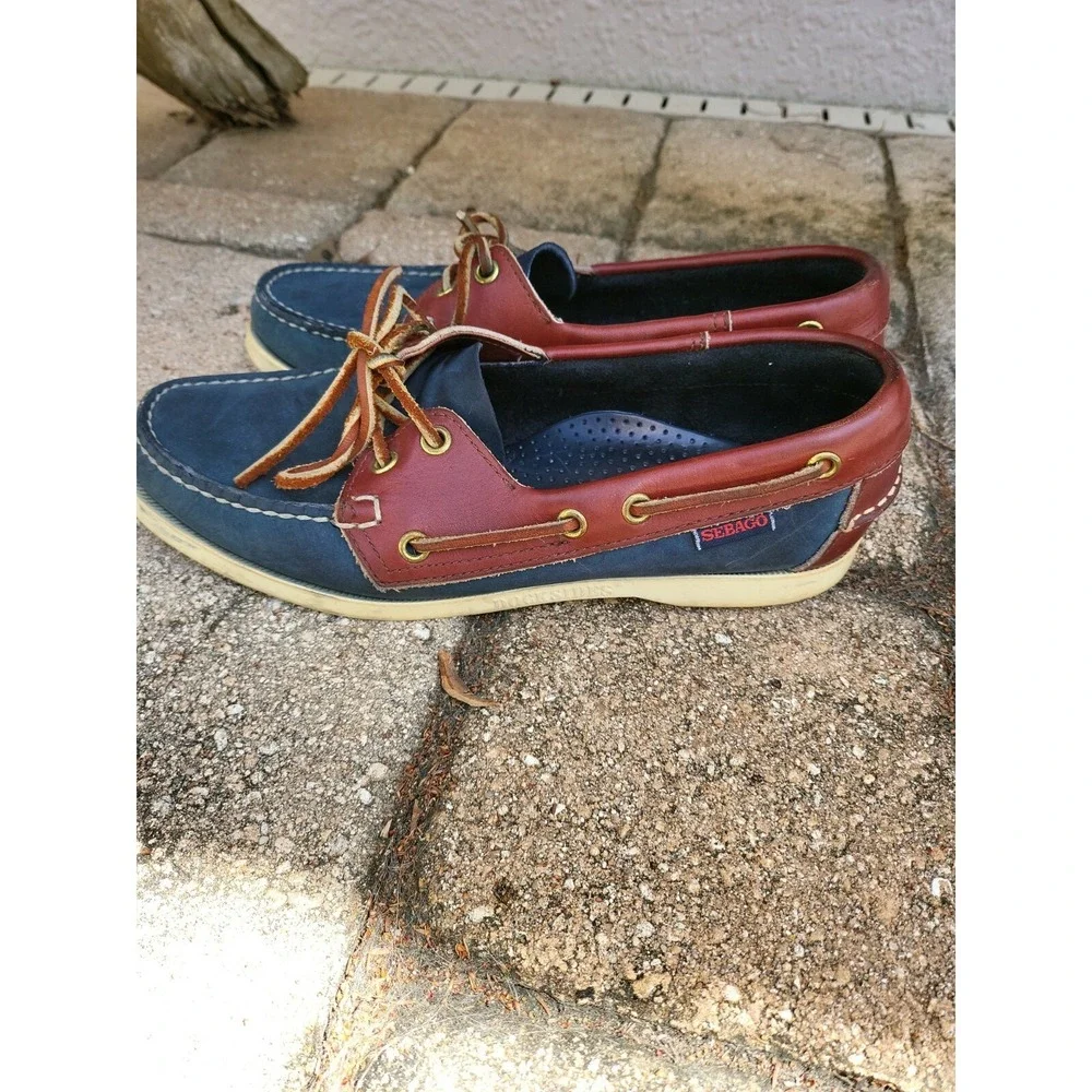 Sebago Docksides Woman's Brick/Blue/Green Nubuck Sz 10.5